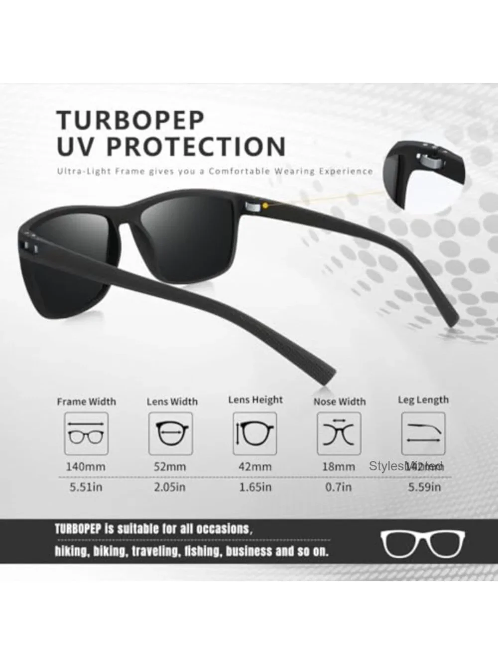 Square Polarized Sunglasses Lightweight Frame UV Protection